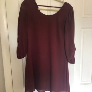 Maroon Long Sleeve Dress